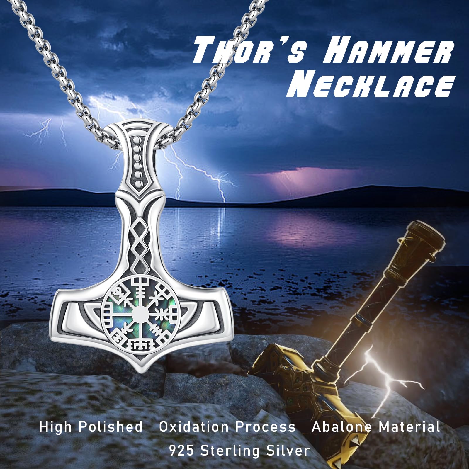 REDSUN Collana con ciondolo a forma di martello di Thor, a forma di freccia vichinga, in argento Sterling 925, con ciondolo a forma di croce vichinga, amuleto celtico, gioiello per uomo, figlio