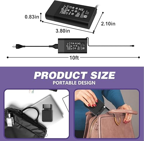 Vista 3 de Nuevo cargador delgado de 65 W para laptop HP cargador USB C reemplazo de computadora, Envy x360/Elitebook x360/Spectre x360/Elite