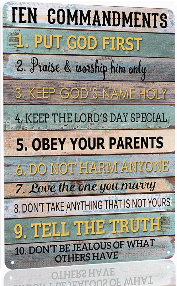 The Ten Commandments Metal Tin Sign 10 Commandments Wall Art Decor Ten Commandments Poster 8x12 Inch