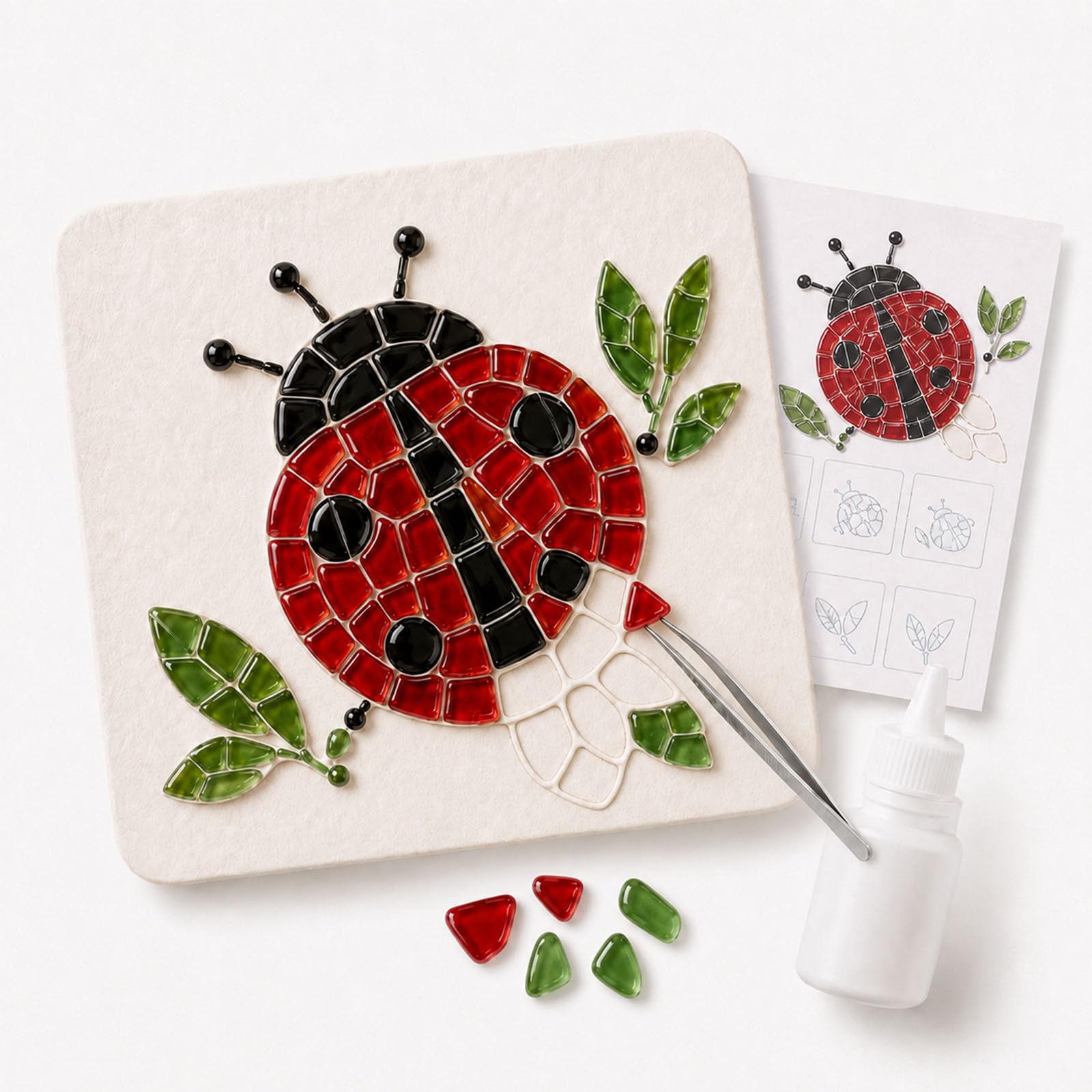 Jeeeun Sea Glass Art Kit for Adults, DIY Mosaic Craft, 4‑Inch Board (#M)