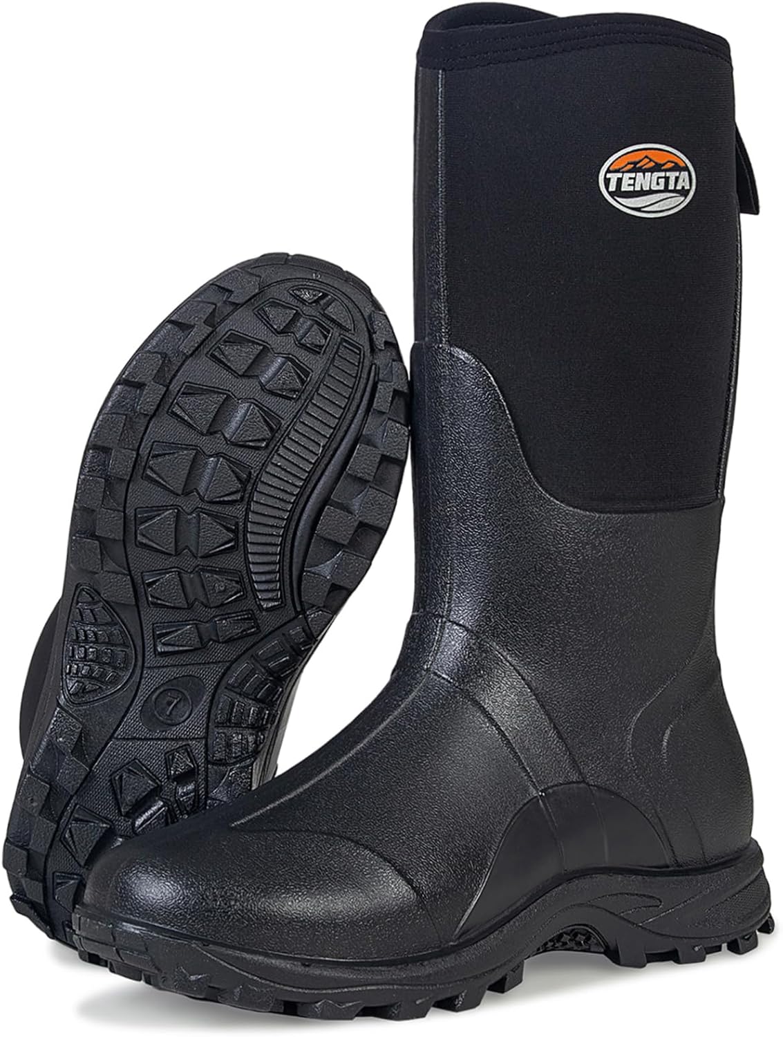 TENGTA Narrow Fit Waterproof Rubber Rain Boots for Men and Women - Durable 6mm Neoprene Insulated, Ideal for Hunting, Farming & Outdoor Work