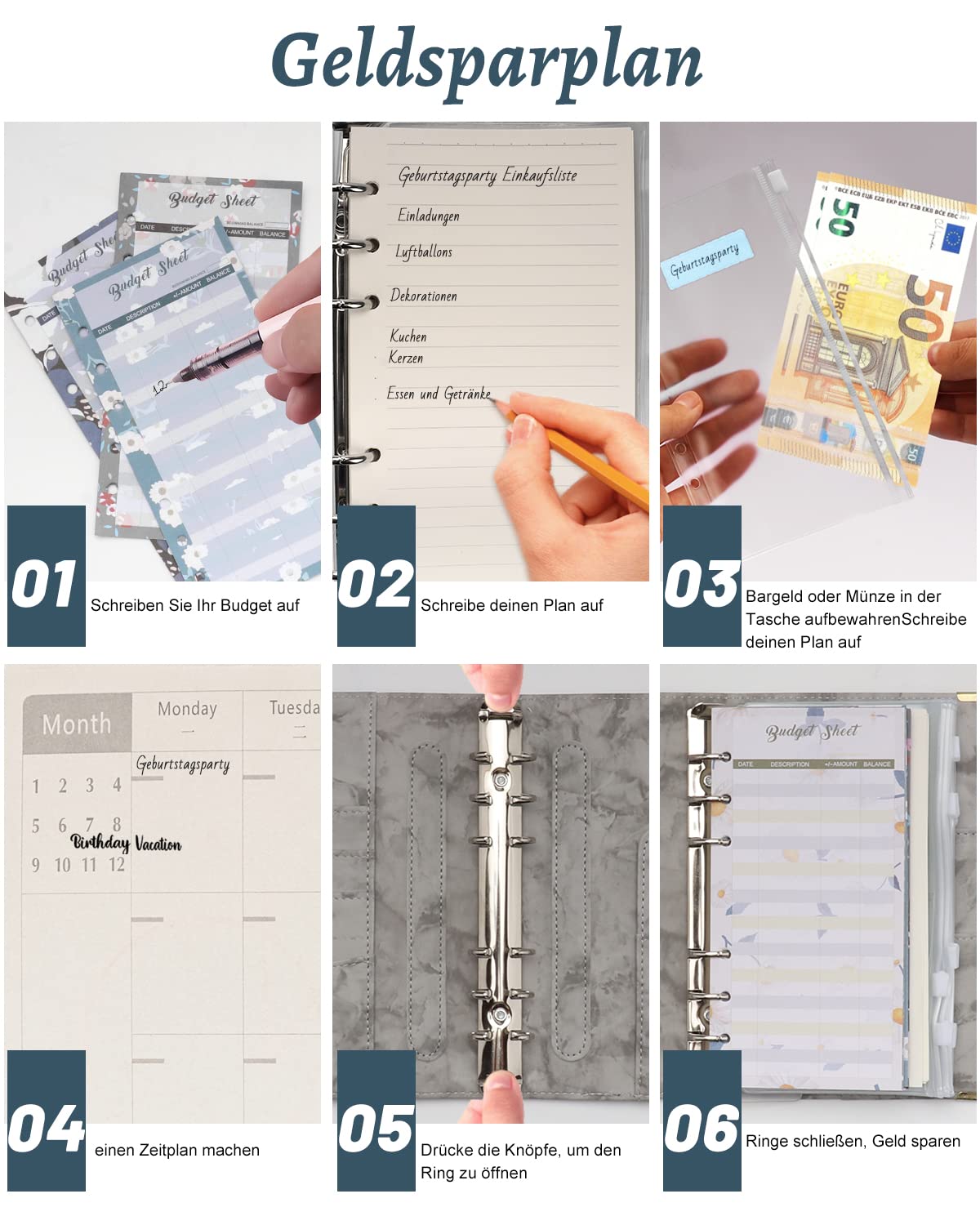 Notitieboek, ringmap, A4, kladblok, gelijnd, hervulbaar, planner, PU