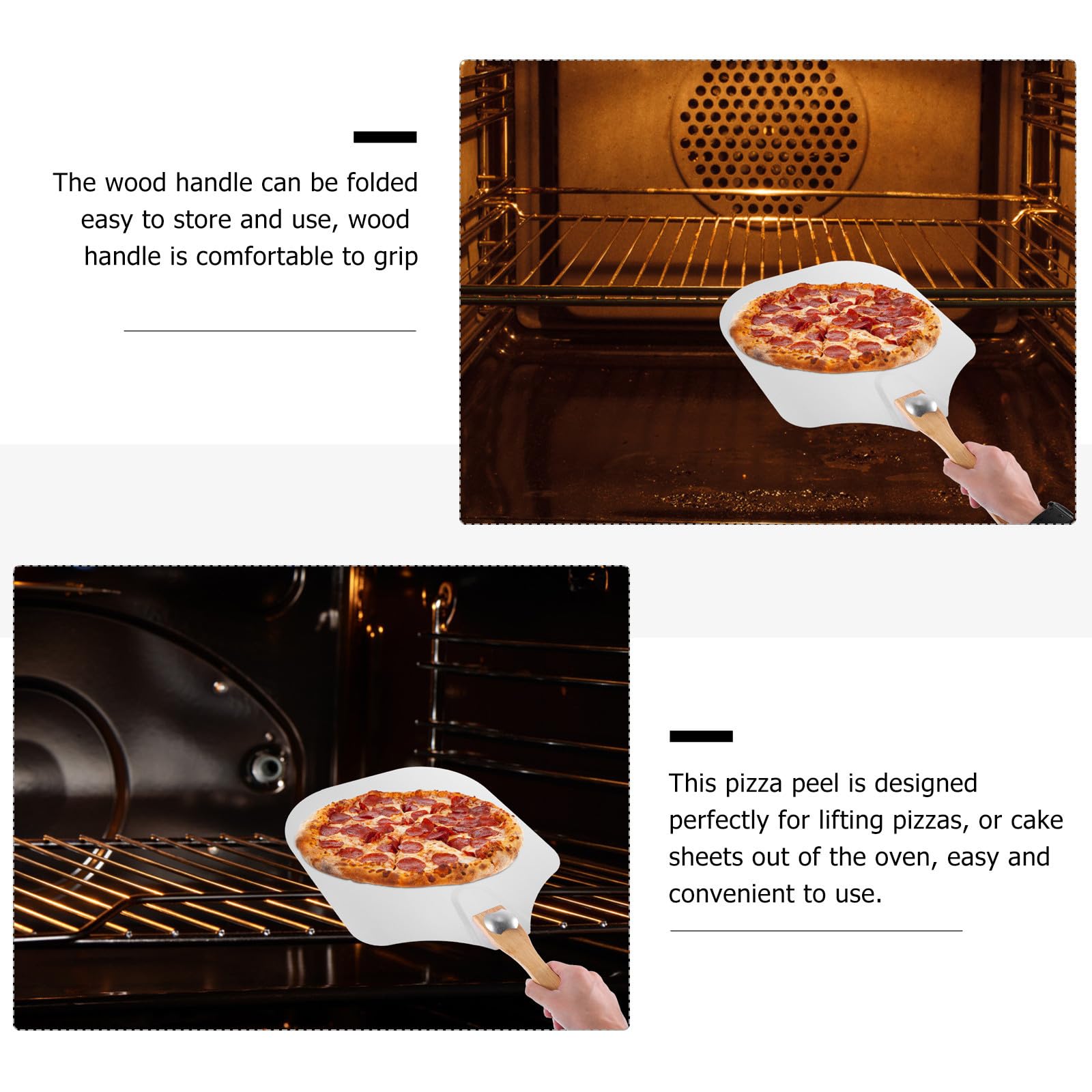 Pala para Pizza con Mango de Madera Plegable de Acero Inoxidable