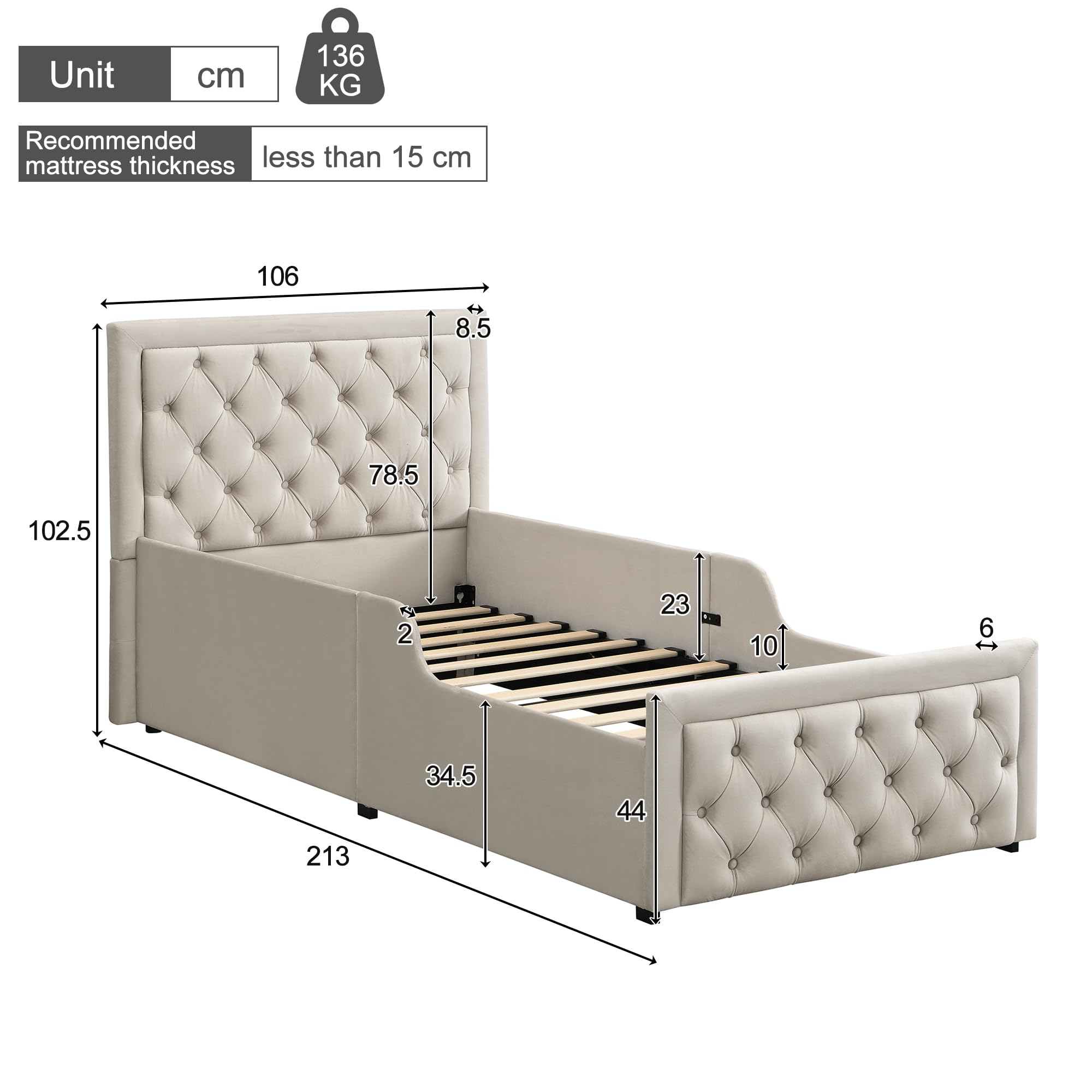 Polsterbett Einzelbett Kinderbett 90x200 cm, Stauraumbett mit Gepolstertes Kopfteil, Modern Hydraulisches Funktionsbett mit Großem Stauraum, Jugendbett mit Lattenrost, Samt, Ohne Matratze