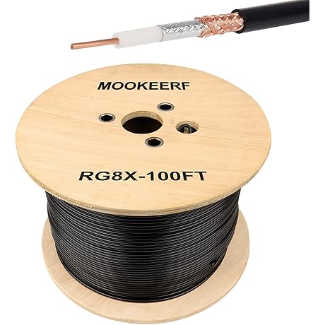 RG8x Coaxial Cable 100ft: Premium 50ohm Low Loss RG8X Cable for Superior Signal Transmission