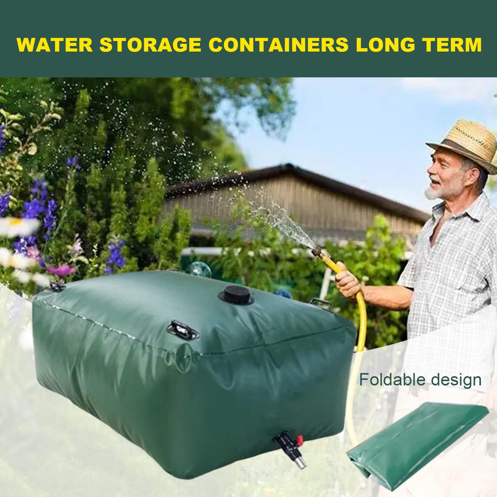 Deposito de Agua con Grifo, Tanque de Agua Plegable, Contenedores Almacenamiento Vejiga Agua for Exteriores, Supervivencia, RV, Jardín(1000L/264Gal)