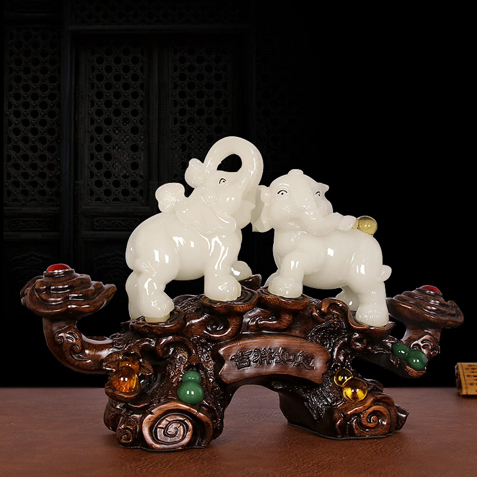 Feng Shui Éléphant Statue Richesse Chanceux Figurine Feng Shui Décor Bureau Maison Bureau Décor Grande Taille Sculpture Figurines De Collection Cadeau Décor À La Maison