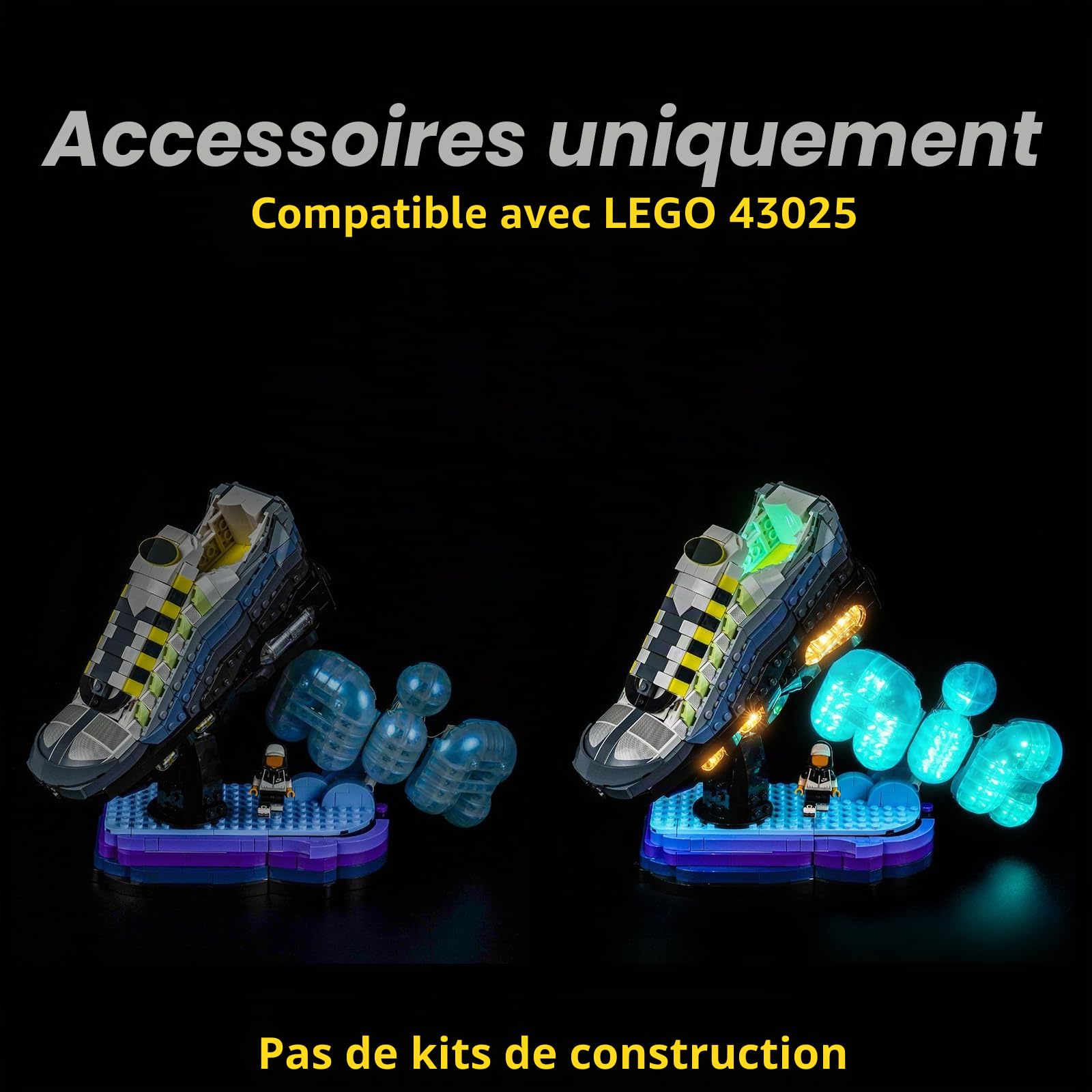 Lot de 95 lampes LED compatibles avec Lego 43025 Nike Air Max (pas de modèle) - Kit d'éclairage décoratif compatible avec Lego Nike Air Max - 95 blocs de construction