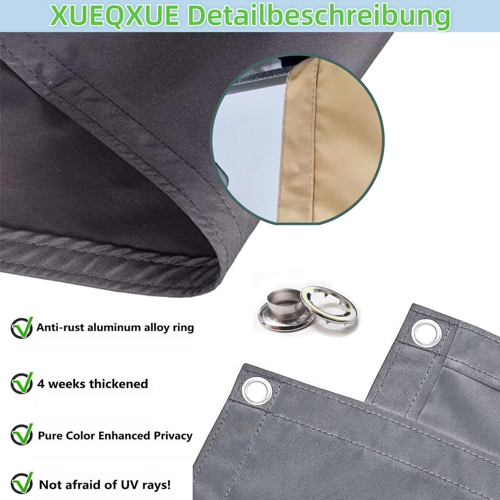 Amazon.de: Sonnensegel Nach Ma mit sen 270 x 360 cm,(Nach Mass)  Markisenstoff 98% Uv Schutz Wasserabweisend, Outdoor Tarp Sonnensegel  Balkon Schattennetz,Fr Balkon Garten, Wei