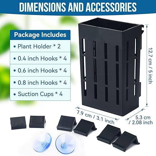 Miniatura 5 de Soporte mejorado para plantas de acuario con ganchos y ventosas para pecera, cultivo de plantas acuapónicas y decoraciones de paisaje acuático