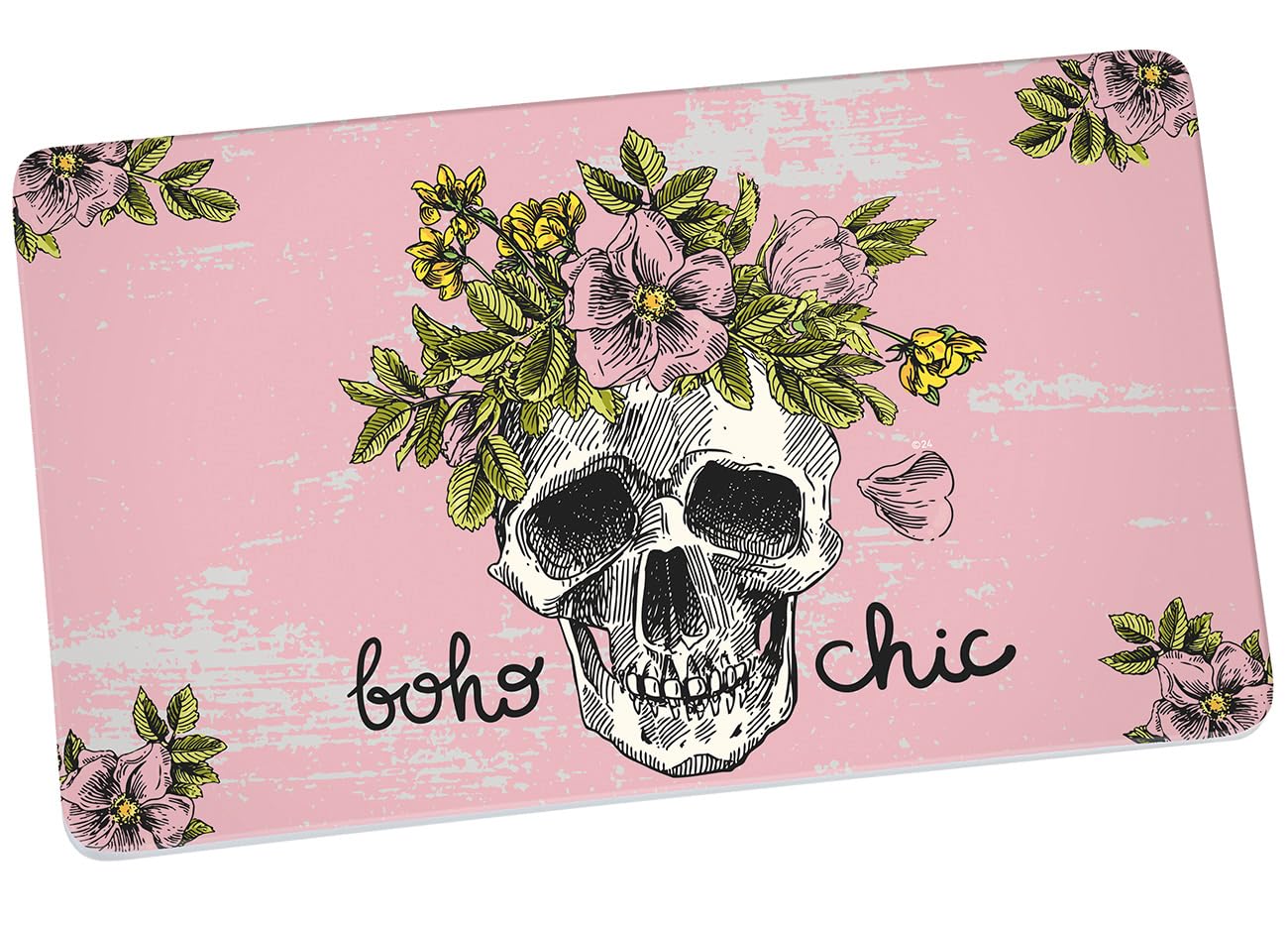 Frühstücksbrettchen Skull bohochic | Brotbrett | Frühstücksbrett | Brett | Brettchen | Melamin | Rosa | Totenkopf | Halloween | Gothic | Blumen | Chic