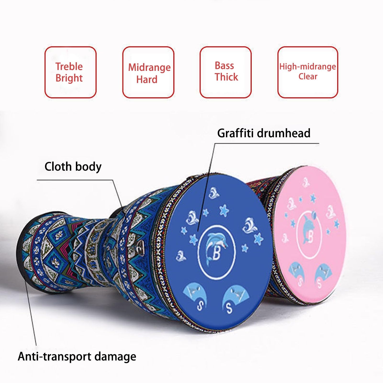 Enfant Djembe Tambour Tête de Tambour en Peau de Chèvre Durable, Djembe Drum Percussion Style Ethnique, pour L'anniversaire, Fête Hand Drum(Large 10-inch Starry Sky D)