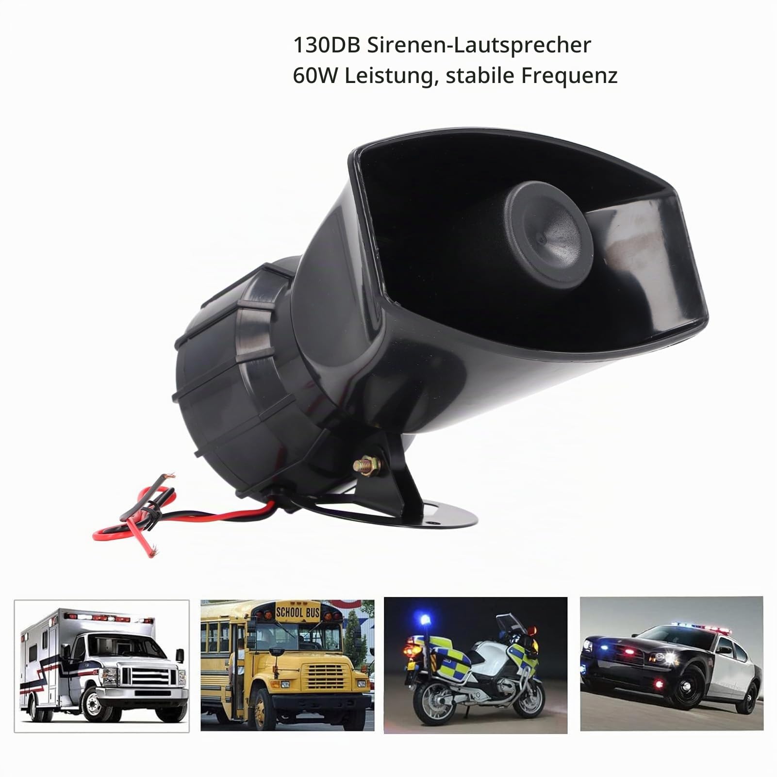 130 DB Alarmsirene, Lautsprecher, Sicherheitsalarm, 60 W, Hochleistungs-Alarmhorn, Warnlautsprecher, Warnung, Notfallsirene, Einbruchalarmsystem (AC220V)