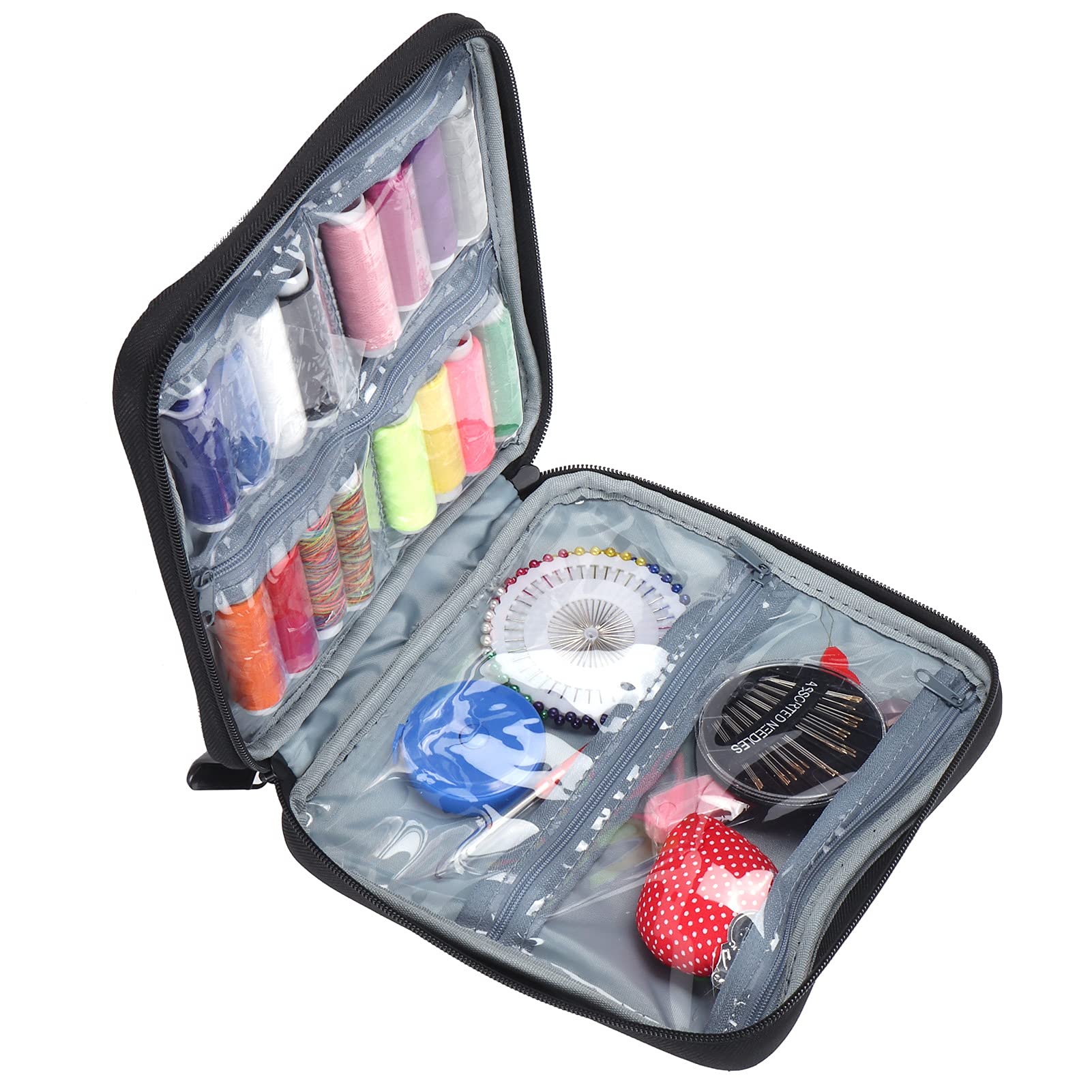 Mini kit de costura portátil, juego de arreglos de ropa de emergencia, suministros de costura DIY con tijeras, agujas de hilo, accesorios de costura completos para viajes, hogar,