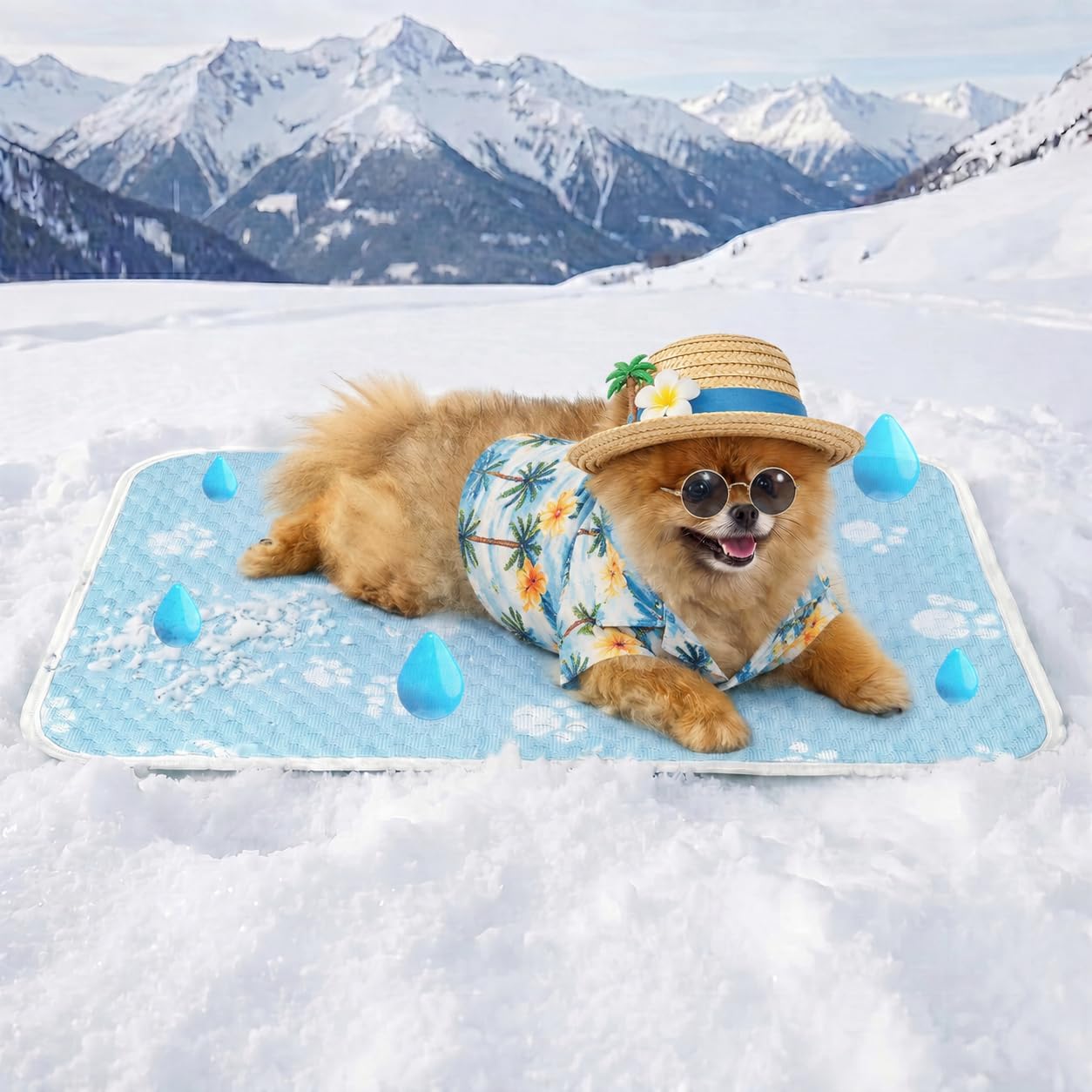 YQLKYMLO Waterpoof Cooling Mat for Small Dog, Q-Max>0.5 Breathable Cold Crate Pad for Puppy Cat, Washable Kennel Bed for Active Pet with Chill Soothing Fabric to Rapid Cooling, 24×18, Blue