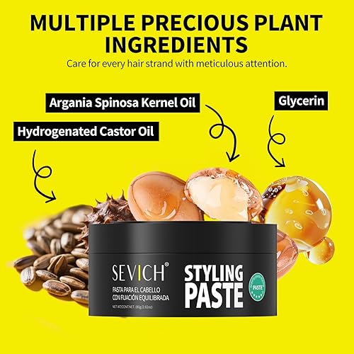 Miniatura 3 de SEVICH Pasta de peinado para hombres  Gel para el cabello potente mate, que contiene esencia vegetal, moldeador persistente, fresco y no graso,