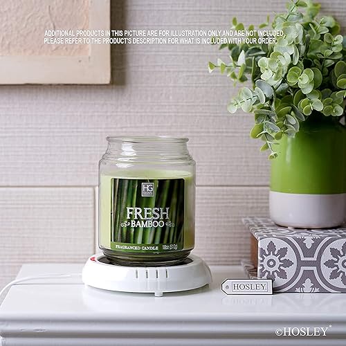 Miniatura 4 de Hosley Juego de 2 calentadores de velas eléctricos blancos grandes de 5.4 pulgadas de diámetro, ideal para aromaterapia, hogar, oficina,