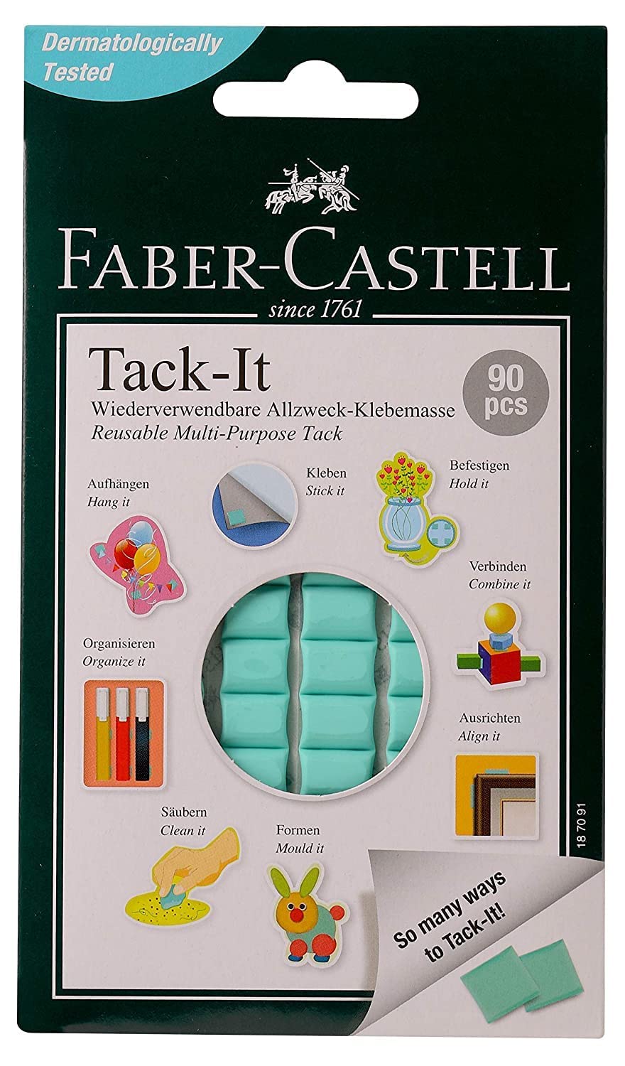 Prisha Tack It Reusable Multi-Purpose Tack 90 Pcs Blocks Removable Adhesive(Green)