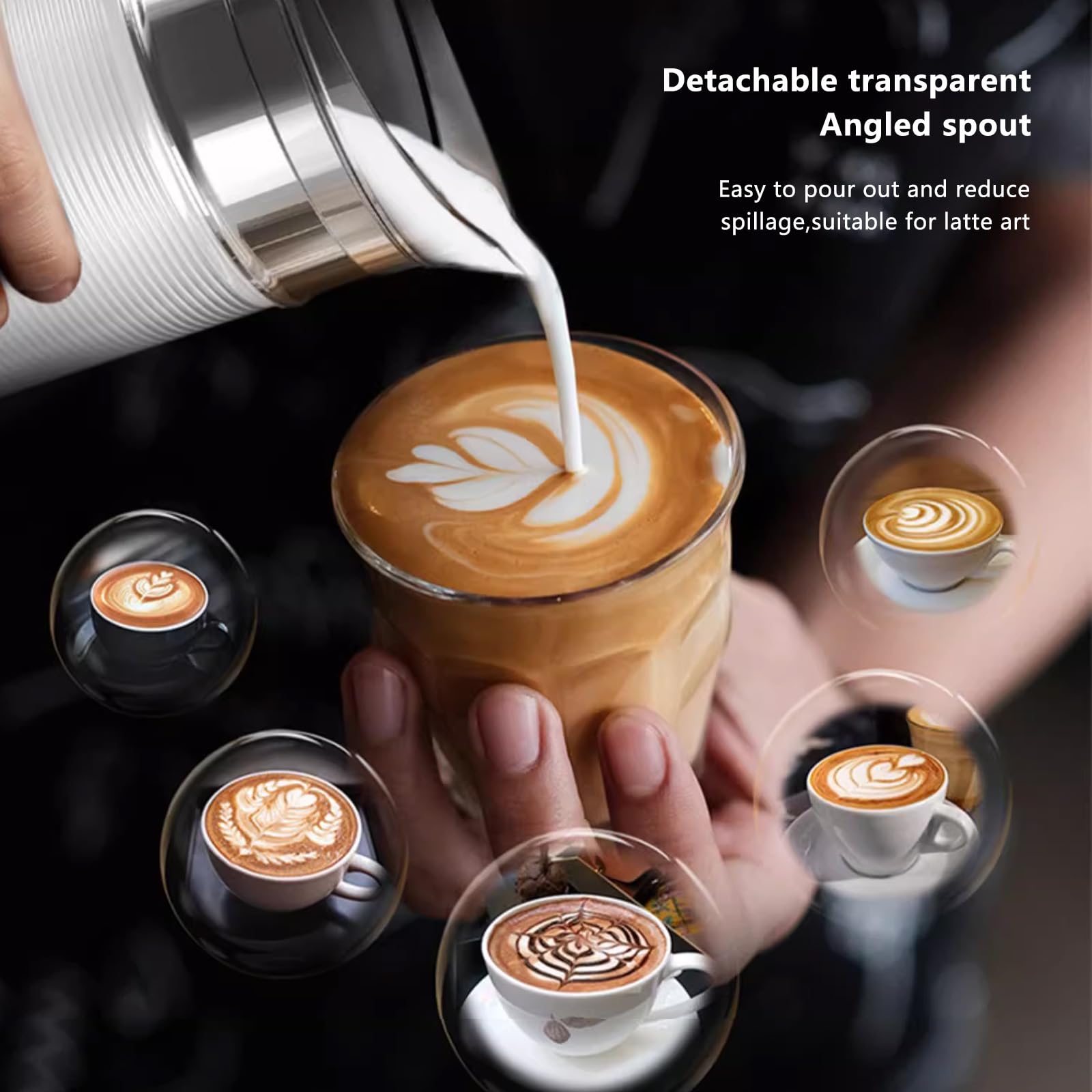 W Pełni Automatyczna Maszyna Do Spieniania Wrzącej Wody Parowej,Parowiec Do Mleka 4 W 1,Komercyjna Maszyna Do Spieniania Mleka Parowego O Pojemności 200 Ml,Do Cappuccino,Latte(Color:biały)