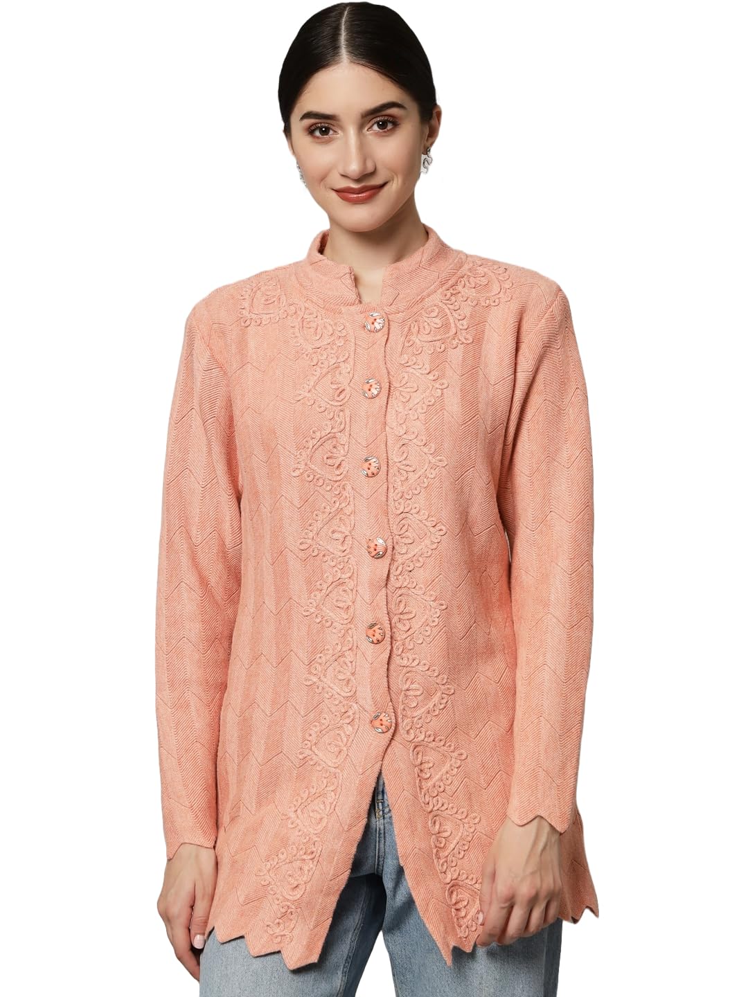 ewools Women's winterwear Woolen self Embroidered Cardigan Sweater-picture-11