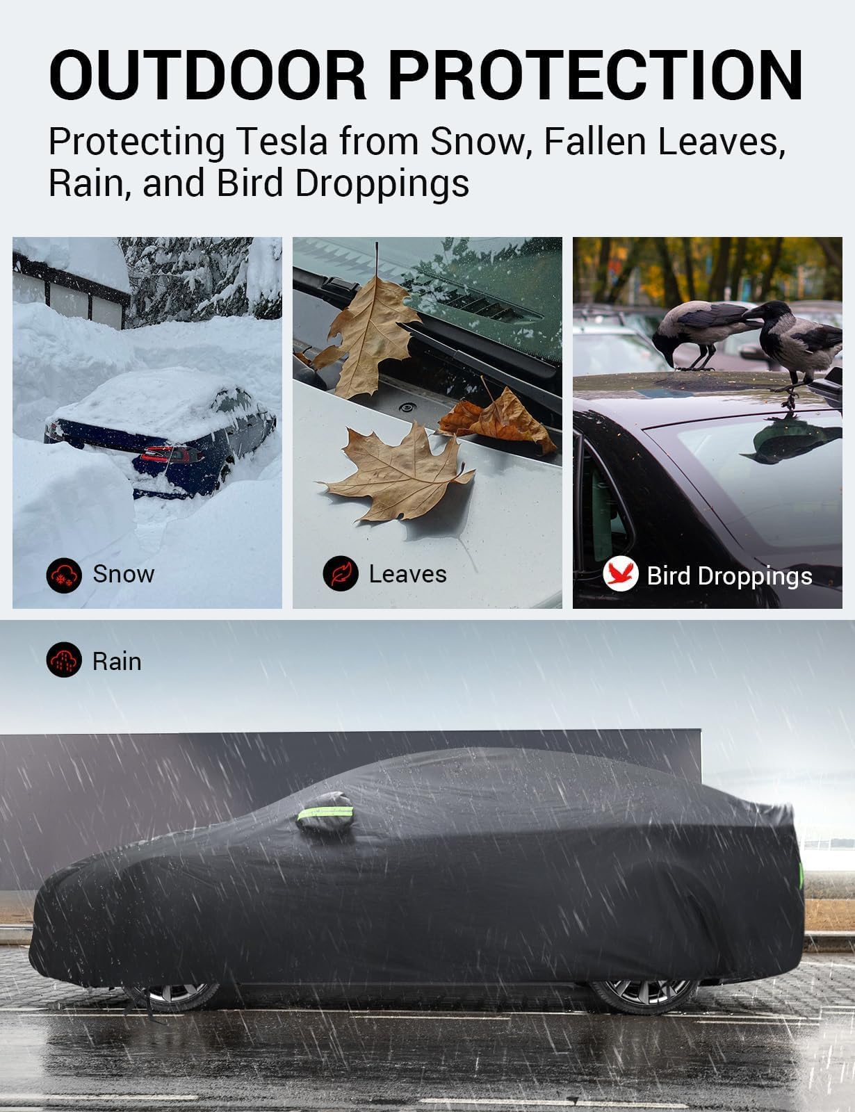 BASENOR 2026 Upgrade Tesla Car Cover for Model X Model X Plaid All-Weather Waterproof UV Protection Full Exterior — view 4