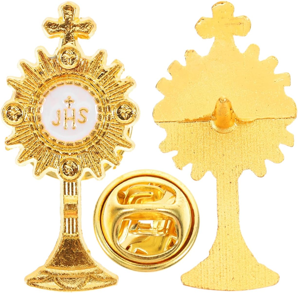 Catholic Lapel Pin Cross Brooch for First Communion Boys and Girls Religious Party Dress Accessory Durable Zinc Alloy 1.1 Inch