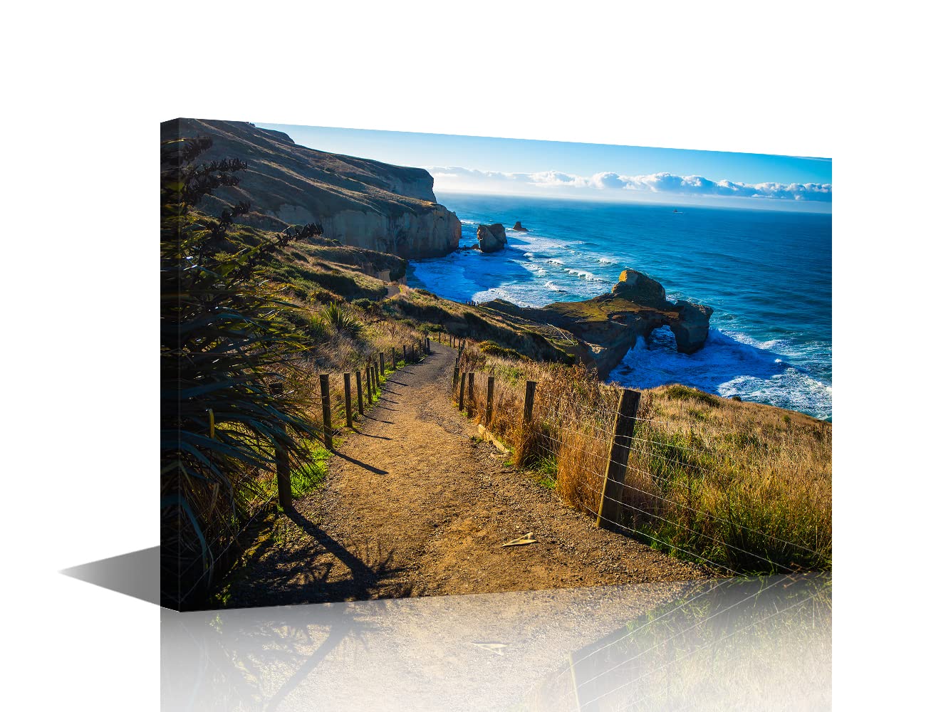 Canvas Wall Art Tunnel Beach New Zealand Ocean Landscape Framed Artwork Canvas Print for Living Room Bedroom Home Decorations Wall Decor 12x18inch