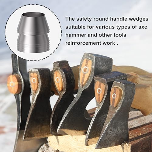Miniatura 5 de PAGOW Paquete de 7 cuñas de mango redondo de seguridad, juego de cuña con mango cónico para hacha de martillo (0.30 pulgadas, 0.4 pulgadas, 0.47