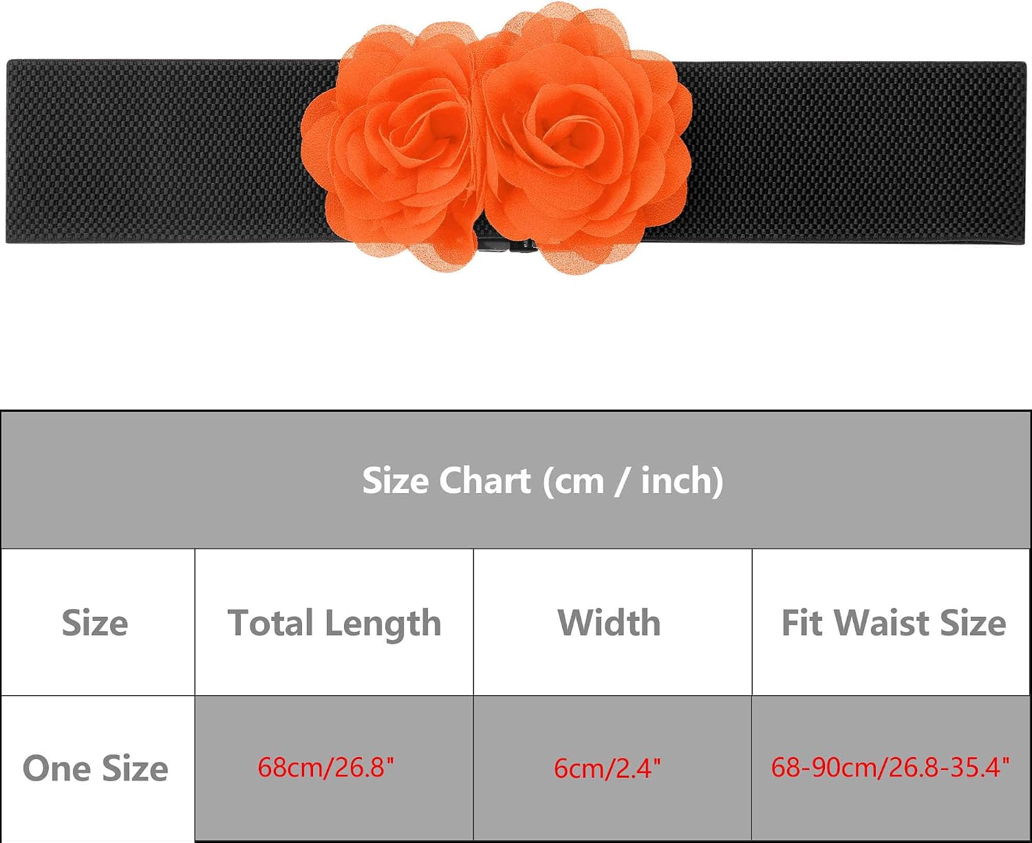 Women's Elastic Wide Waist Belt, Large Double-Flower Stretchy Corset Sweet Elegant Casual for Dress image 4