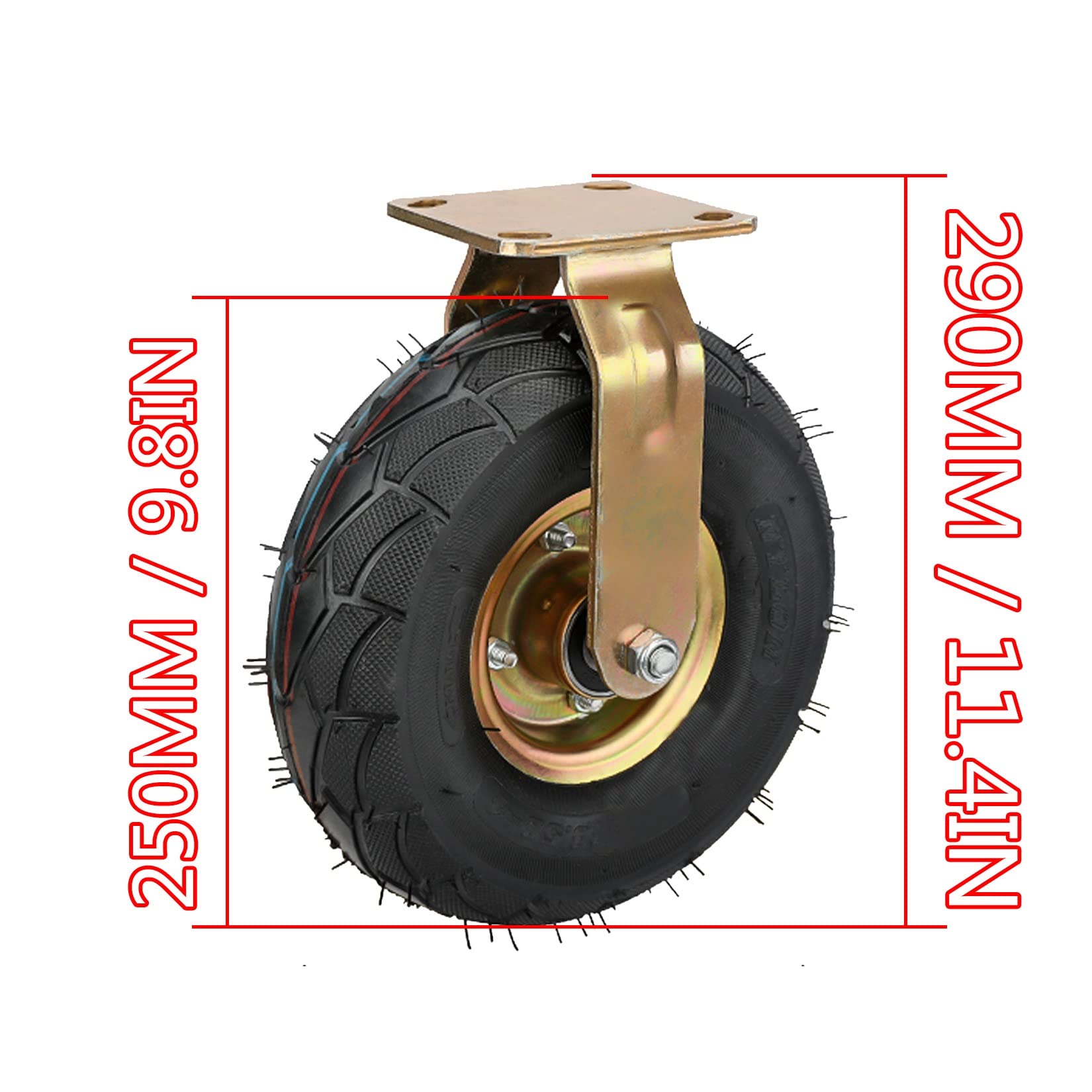 2 Stück 200 Mm 250mm Bockrolle Gummi, Doppelte Lager Lenkrolle Mit Bremse, Schwerlastrollen Luftreifen Für Trolleys Möbel, Tragfähigkeit:150KG / 200KG, Mit Schrauben