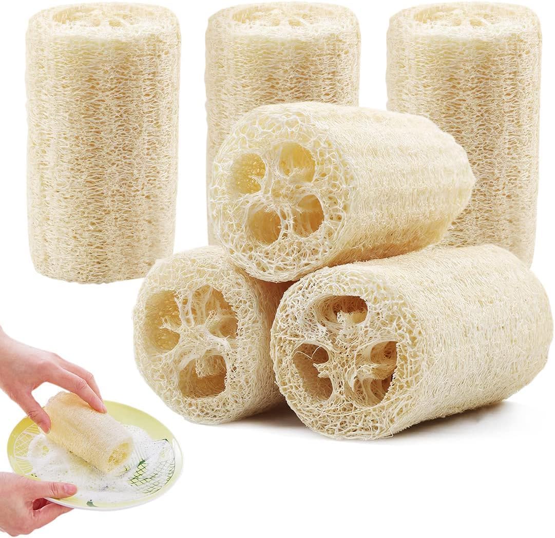 Esponja de lufa natural para platos y baño en pack ahorro 5
