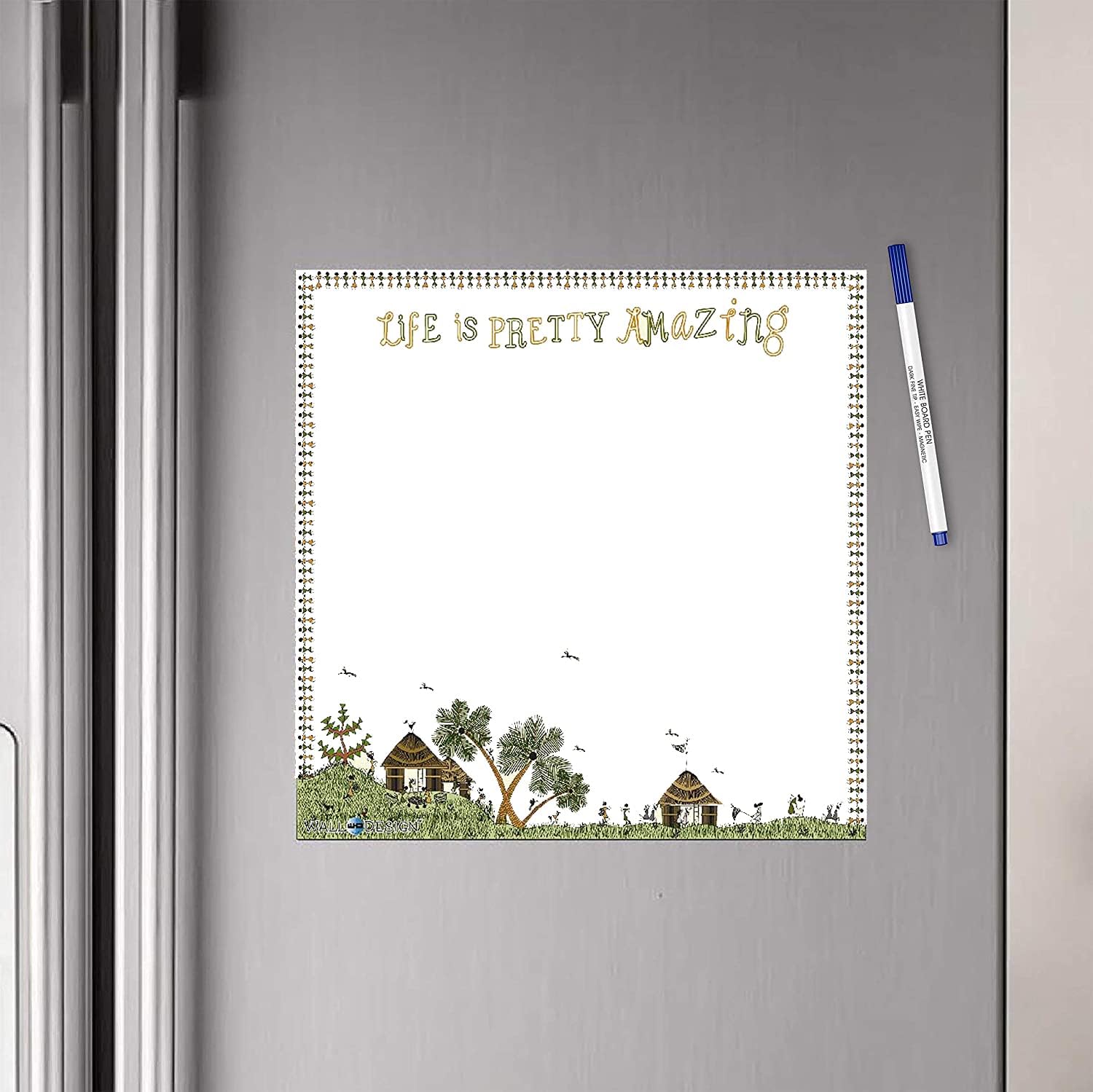 WallDesign Vinyl Life is Pretty Amazing Writing Film Flexible Fridge Magnet (1ft x 1ft, White or Cream)