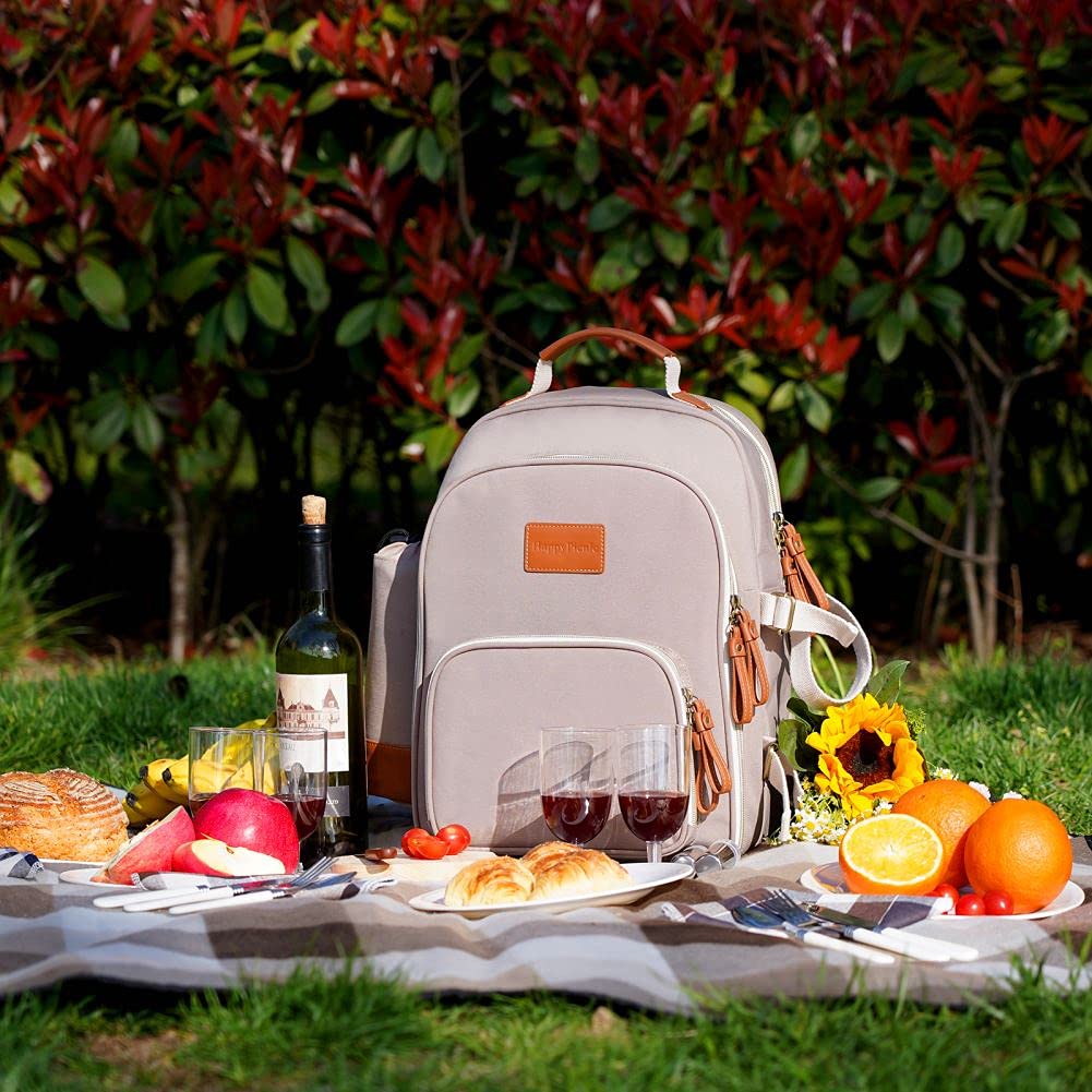 Zaino Da Picnico 4 Persone CampFeuer - Set 32 Pezzi Con Coperta E Portabottiglie - Foto 3