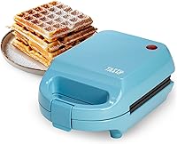 Tasty Mini Nonstick Waffle Maker 600W Blue - Perfect Individual Waffles, Hash Browns, Brownies, Cookies - Quick Heat, Easy Clean