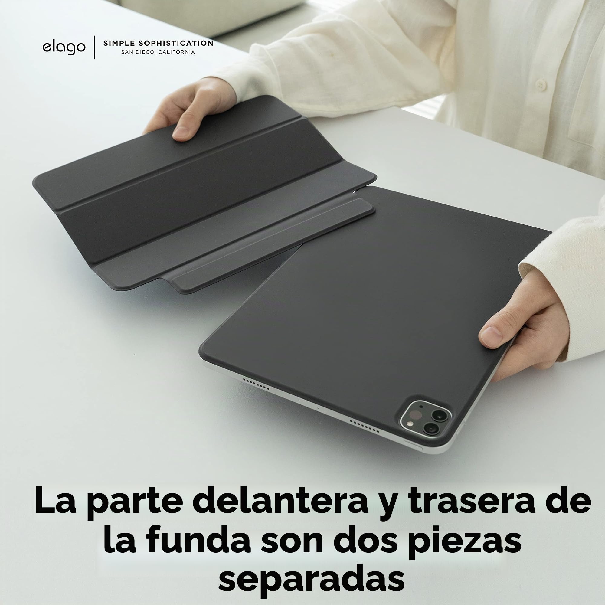 elago Funda Folio Magnética con Placa Trasera para Metal | Compatible con iPad Air 11 M4/M3/M2, iPad Air 5.ª/4.ª Gen, iPad Pro 1.ª Gen y Apple Pencil [10,9 Pulgadas] (Gris Oscuro)