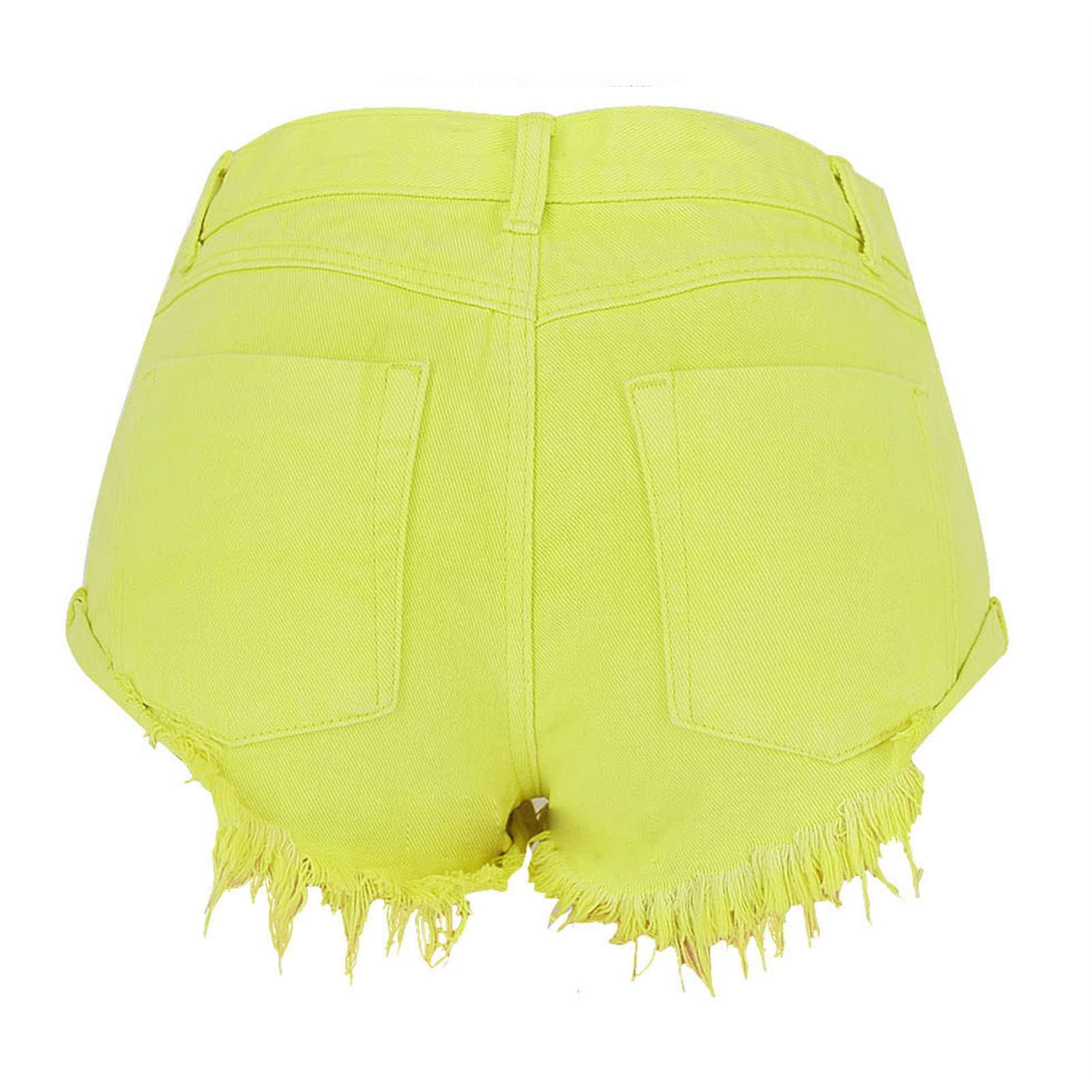 Women's Low Waist Sexy Denim Jeans Short Hot Pants for Nightclubs Bars and Beaches Folded Hem Denim Shorts (Medium,Yellow)