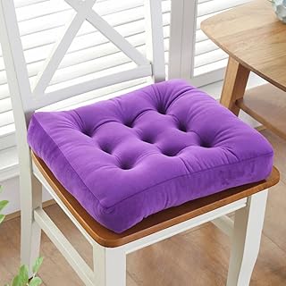 D&LE 100% algodón Acolchados Aumentador de presión Cojin para Silla, Comodidad Premium Suave Sillón Silla de Cena Movible Lavable Cojin para Silla-Púrpura 50x50cm