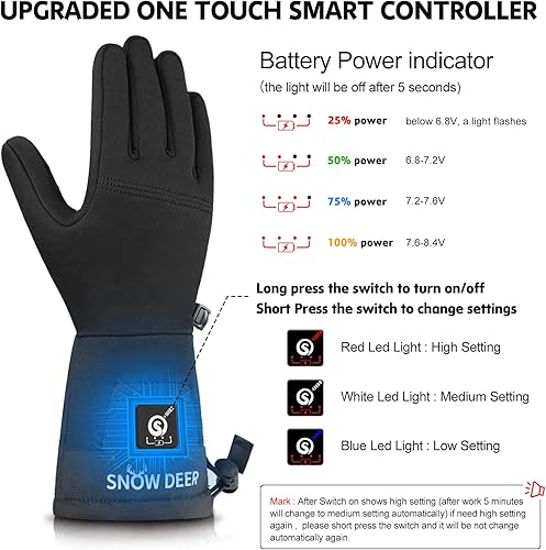 Miniatura 7 de Guantes térmicos para hombres y mujeres, batería recargable, para motocicleta, esquí, calentador de nieve, guantes para artritis