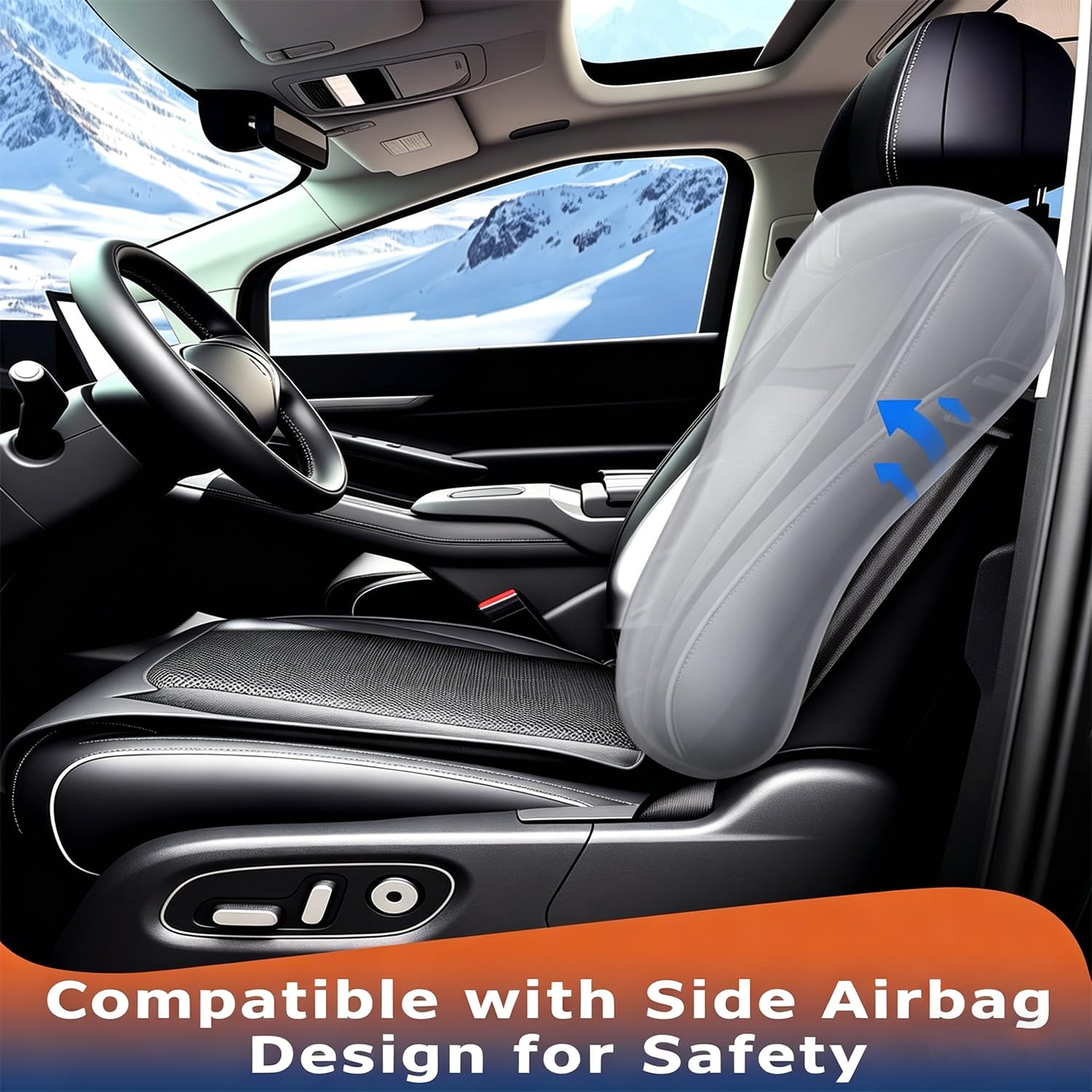 Kühlender Autositzbezug, 12 Ventilatoren Autositzauflage Vordersitze 121 * 48cm mit 2 Massageköpfe für PKW, SUV und Bürostühle, geräuscharmer Betrieb
