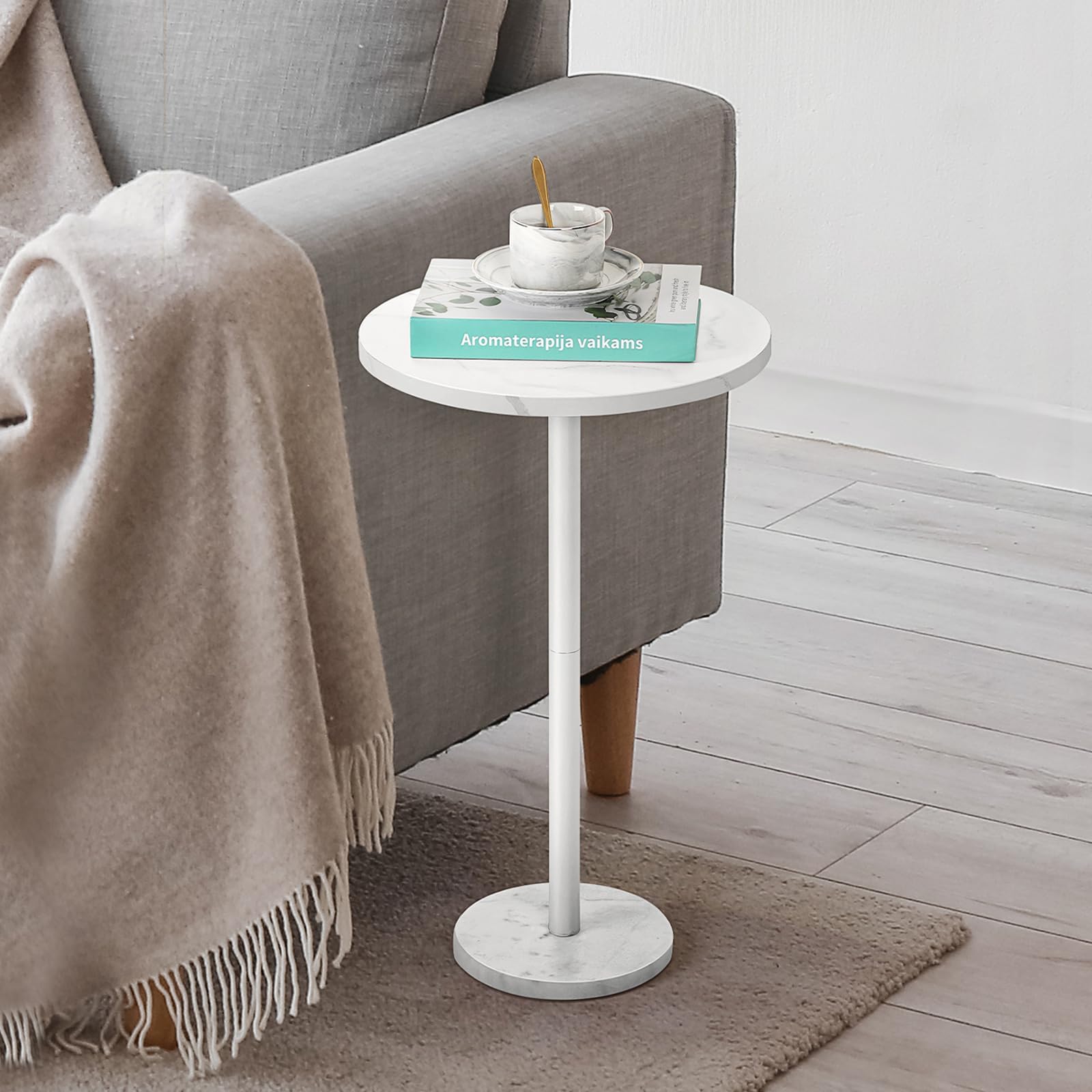 smusei Small Drink Table for Small Spaces Round End Table