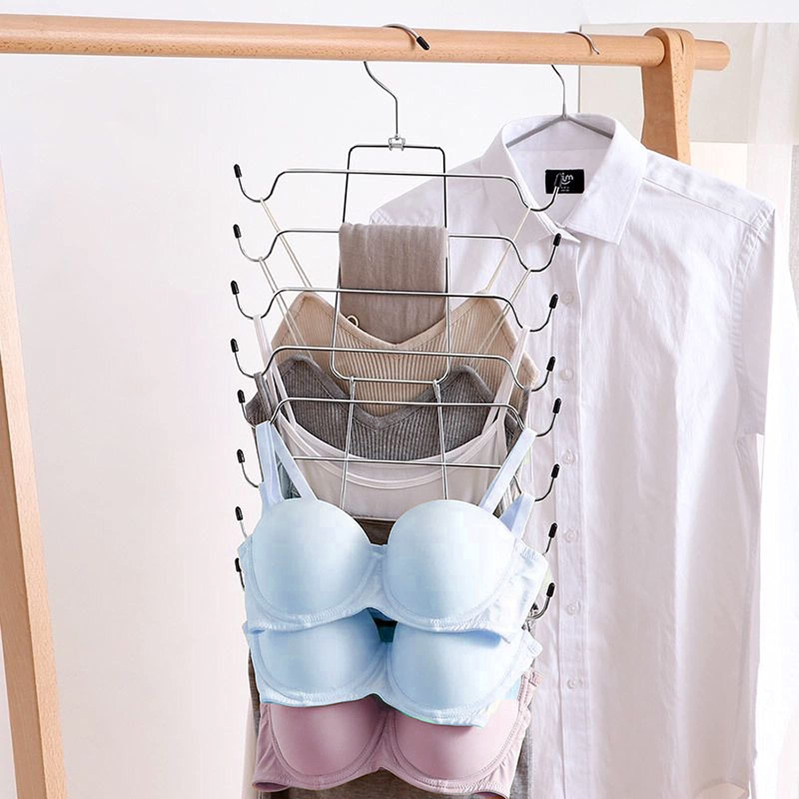 Cintre Gain De Place GmeDhc - 16 Crochets Pliables Métal - Pour Sous-Vêtements, Ceintures, Écharpes