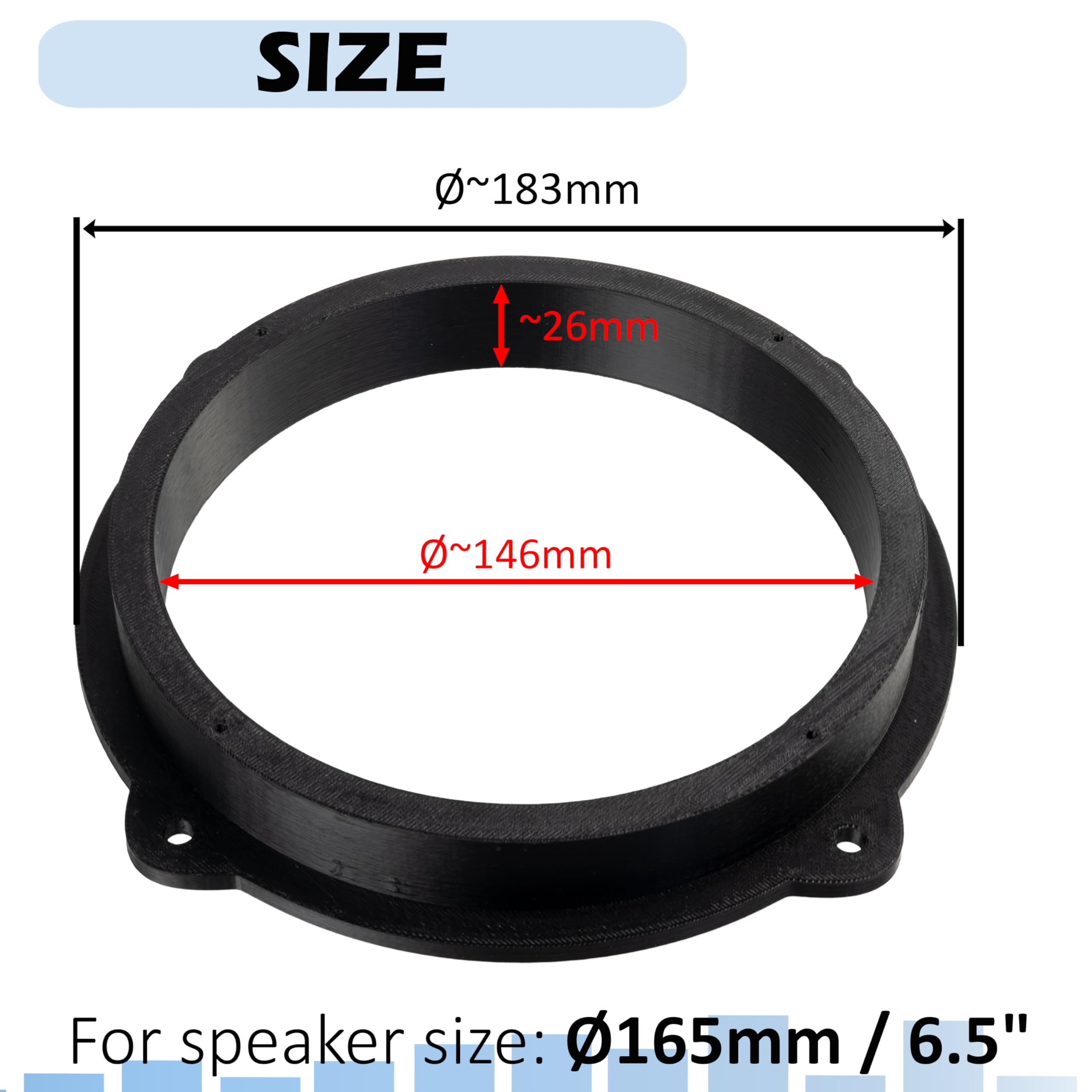 AERZETIX - Kit de 2 adaptadores para Altavoces Ø165mm | Compatible con Hyundai i30 IX35i Tucson, Kia Optima Sportage Soul Fiat Idea, Alfa Romeo 147/159 Puertas Delanteras/traseras, Brera (Delanteras)