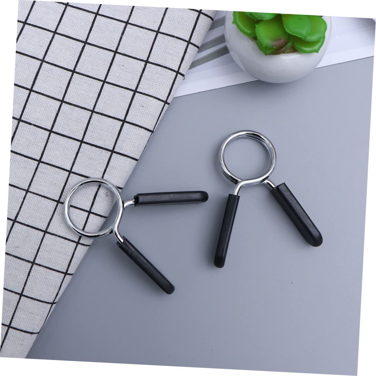 EXAOMBLE Sturdy Steel Barbell Buckle Clamps 30mm Spring Clip Collars for Dumbbells