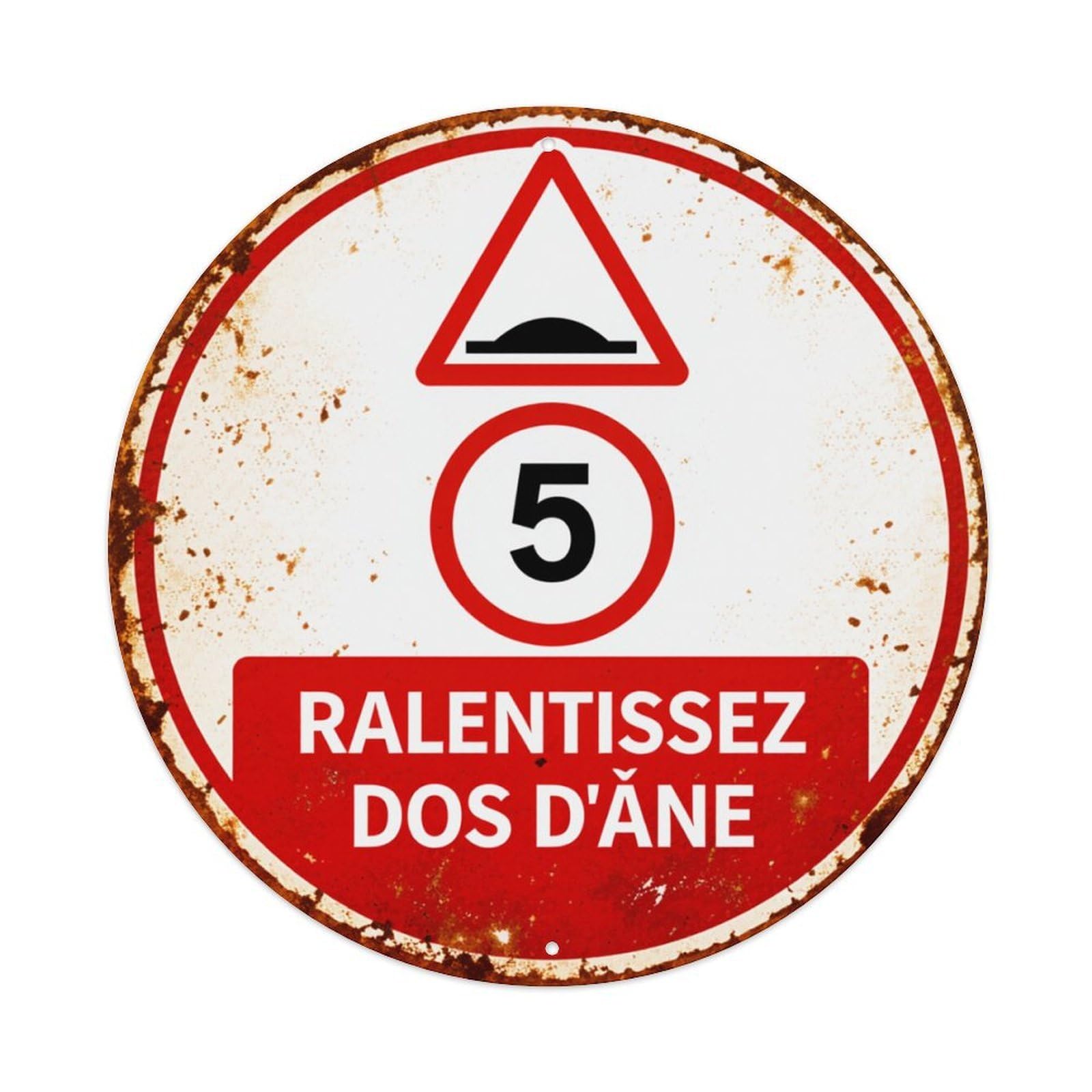 Rounded Sign With Warning Symbol And Text Vintage Metal Tin Sign Retro Wall Decor for Home Bar Garage Cafe, Indoor & Outdoor Decorative，circle Metal Poster, 8x8 Inch