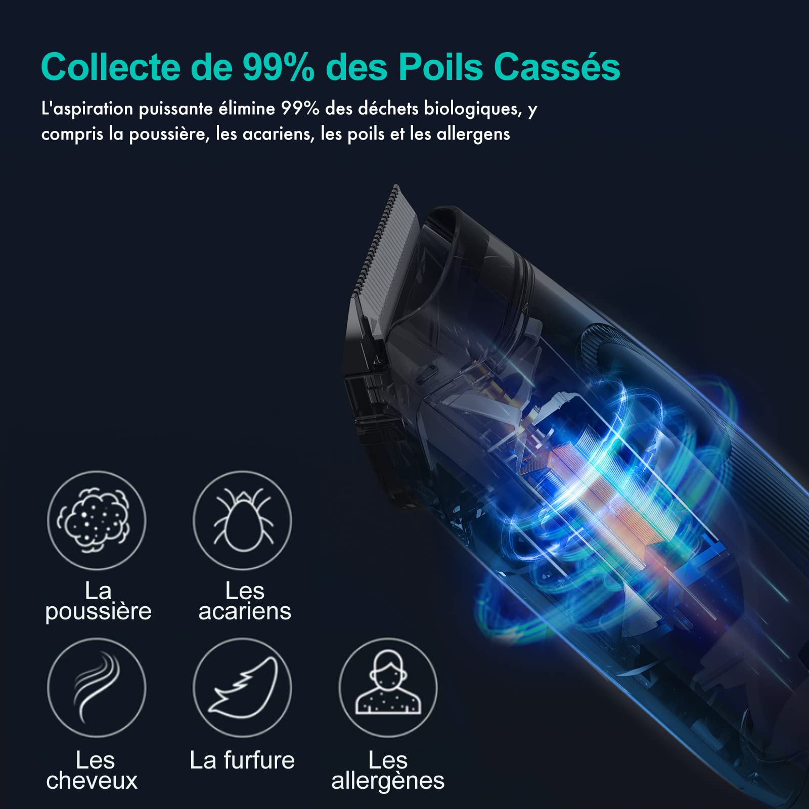 Neakasa P1 Pro Brosse Chat, Brosse Chien, Tondeuse professionnelle pour chats et chiens, Aspirateur de poils 13000 Pa, Silencieuse 52 dB, 5 Outils de toilettage pour poils courts, longs et épais