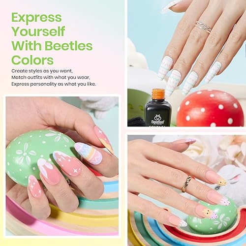 Miniatura 3 de Beetles - Juego de esmaltes de uñas de gel con luz UV, 52 piezas, kit de iniciación de gel, 32 colores de verano, pastel, rosa, azul, morado, con