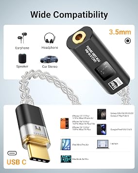 MoKo USB C to 3.5mm Jack Audio Adapter, Dual DAC Chip CX31993 & MAX97220