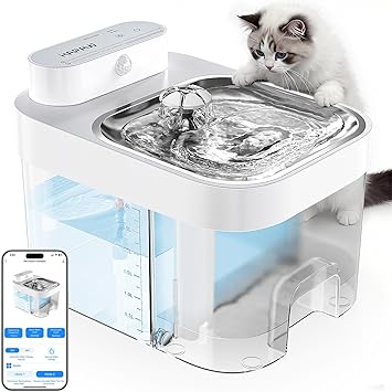 2026 Latest Cat Water Fountain, No Filter Cotton, App Monitoring Wastewater Separation Wireless Pet Fountain, 5000mAh Battery & Plug-in, 3L/101oz Water Dispenser for Cats Indoor, 2.4G Wi-Fi