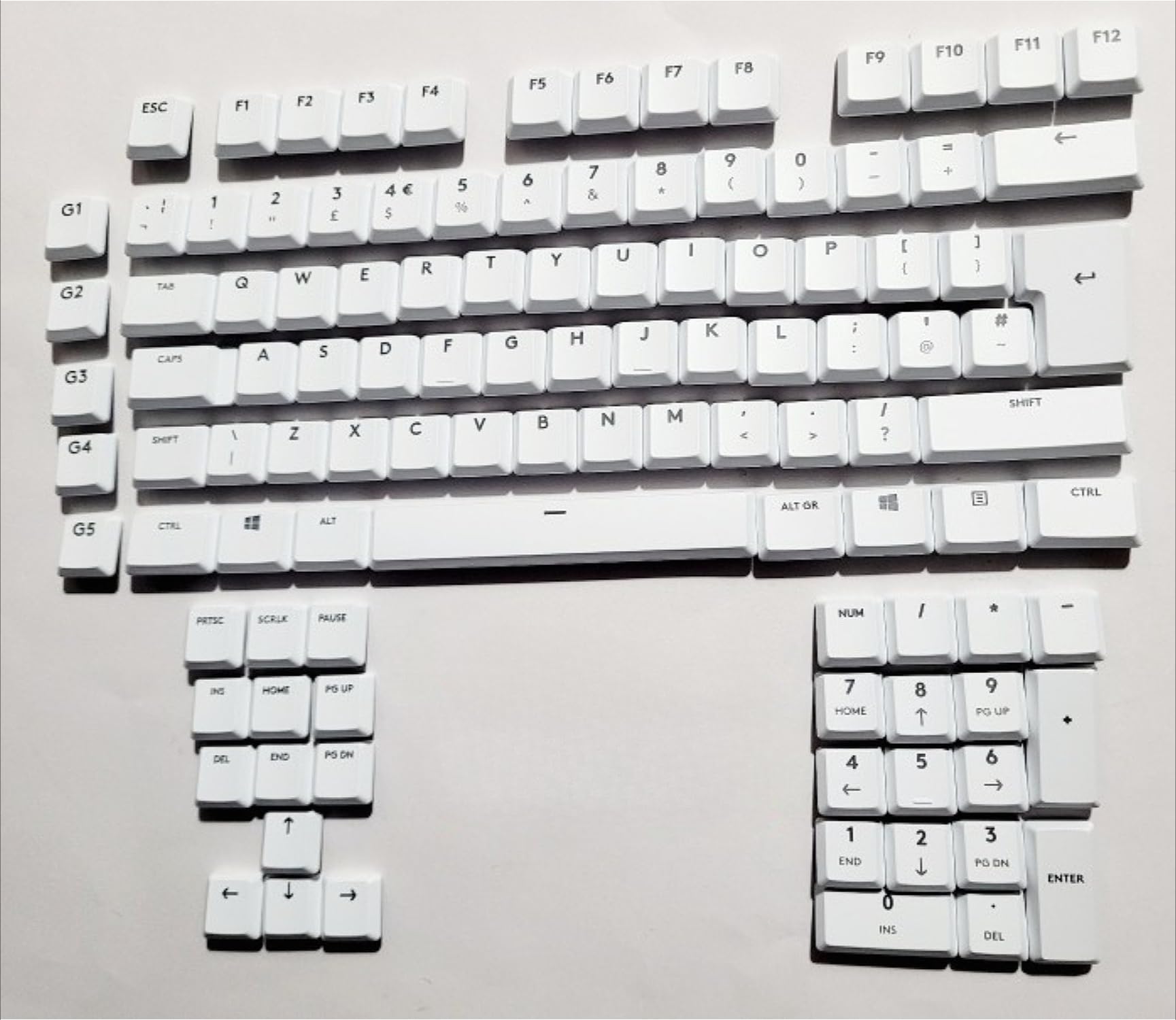 ABS Keycaps Set Compatible with Logitech G813/G815/G913/G915 TKL RGB Gaming Keyboard, 110 Keys, Translucent, QWERTY UK Layout, for GL Tactile Switches (White)