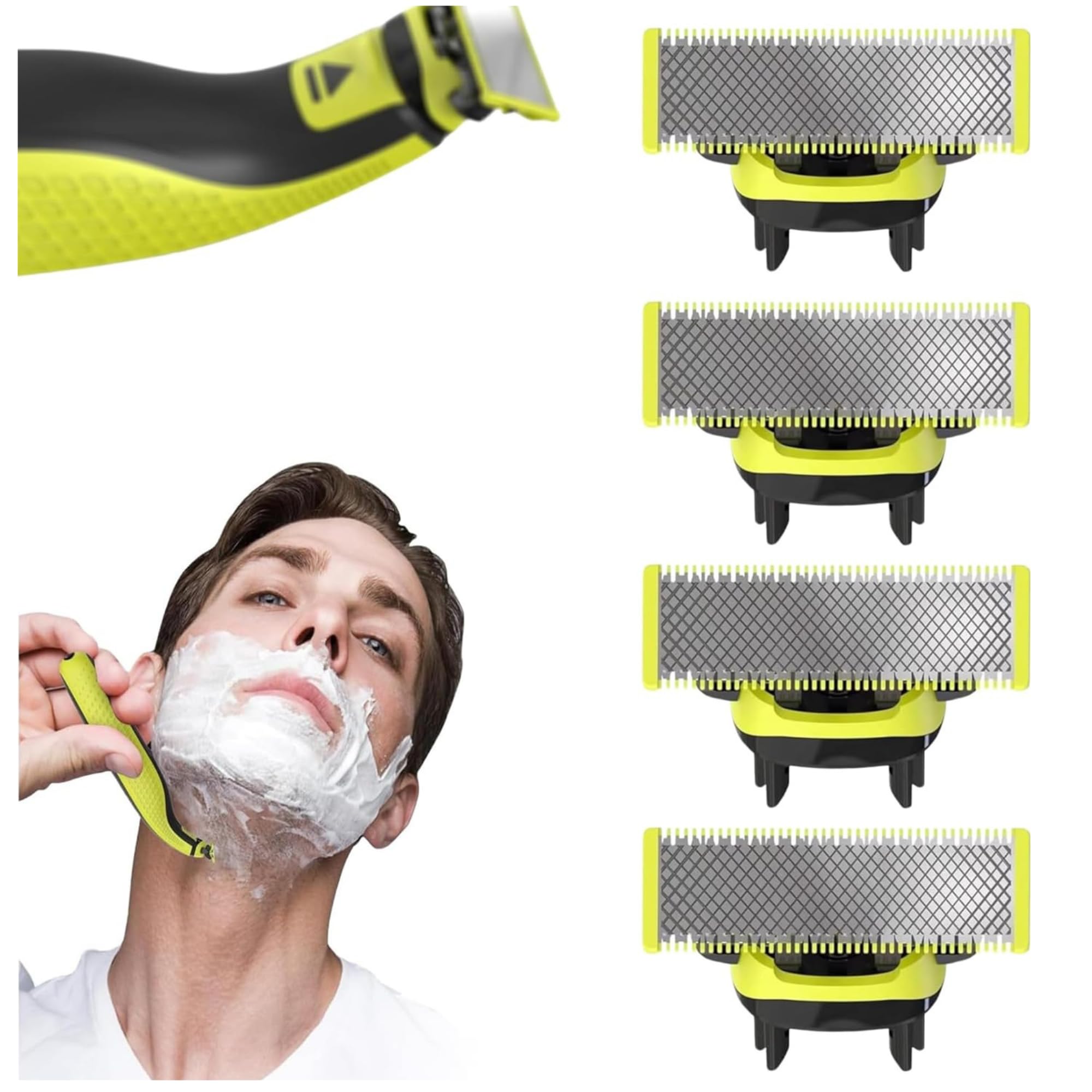 4-Pack Compatible with One Blade Replacement Heads | Blades Compatible with Oneblade Replacement Blades | For Norelco One Blade Replacement Heads QP210/80 QP2515 QP2520 QP2630 QP2834...